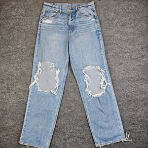 American Eagle Womens Highest Rise Baggy Straight Jeans Women's 12 Distressed